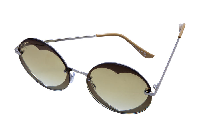Jeepers Peepers SILVER ROUND HEART FRAMES WITH YELLOW LENSES