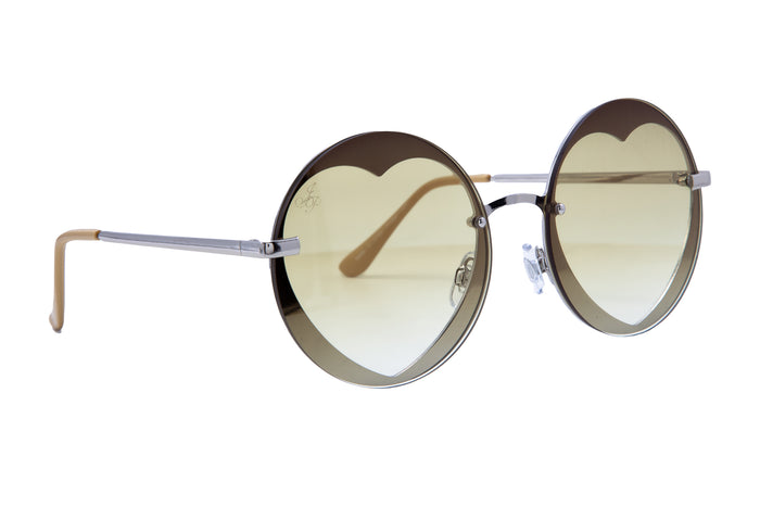 jeepers peepers SILVER ROUND HEART FRAMES WITH YELLOW LENSES