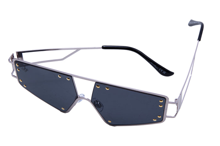 Jeepers Peepers SILVER VISOR SHAPE WITH BLACK LENSES