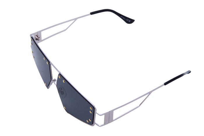 Jeepers Peepers SILVER VISOR SHAPE WITH BLACK LENSES