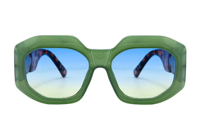 Jeepers Peepers SQUARE CHUNKY GREEN FRAMES WITH TORT TEMPLES