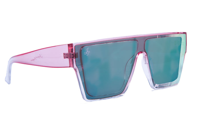 Jeepers Peepers SQUARE FRAME IN PINK WITH PINK TO GREEN MIRROR LENSES