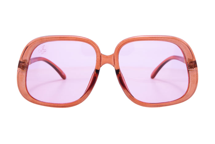 Jeepers Peepers SQUARE ORANGE FRAME WITH PINK LENSES