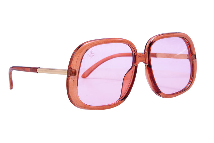 jeepers peepers SQUARE ORANGE FRAME WITH PINK LENSES