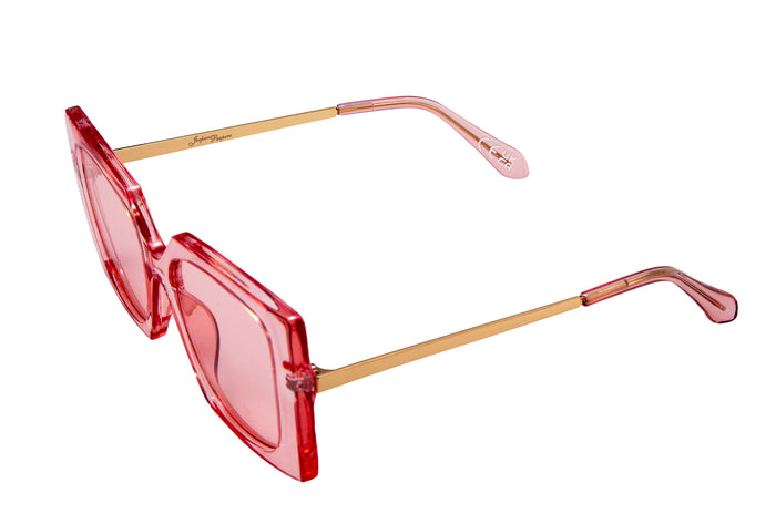 Jeepers Peepers SQUARE PINK FRAME WITH METAL TEMPLES