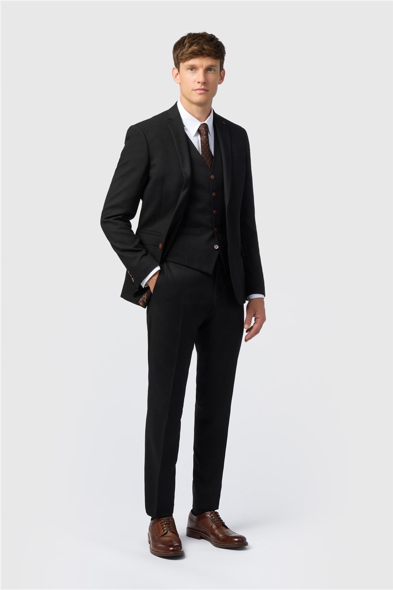 Jeff Banks Black Texture Stretch Suit