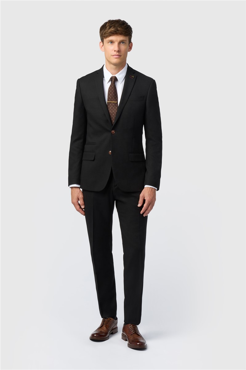 Jeff Banks Black Texture Stretch Suit