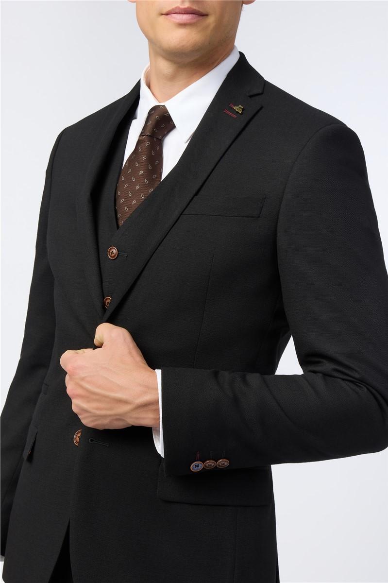 Jeff Banks Black Texture Stretch Suit
