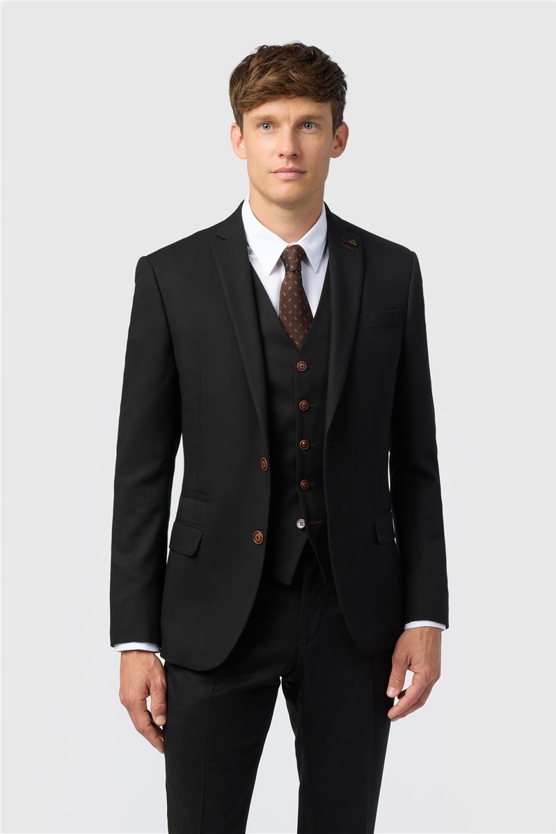 jeff banks Black Texture Stretch Suit