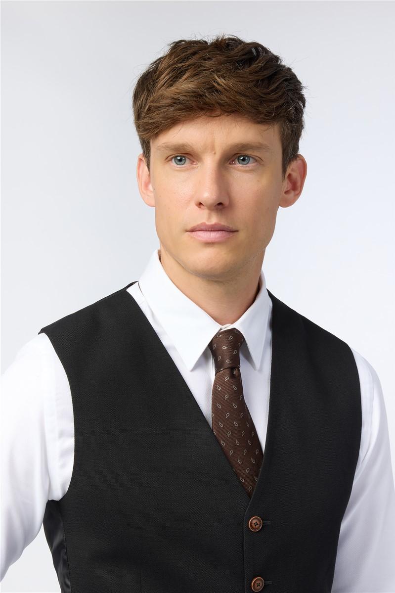 Jeff Banks Black Texture Stretch Waistcoat