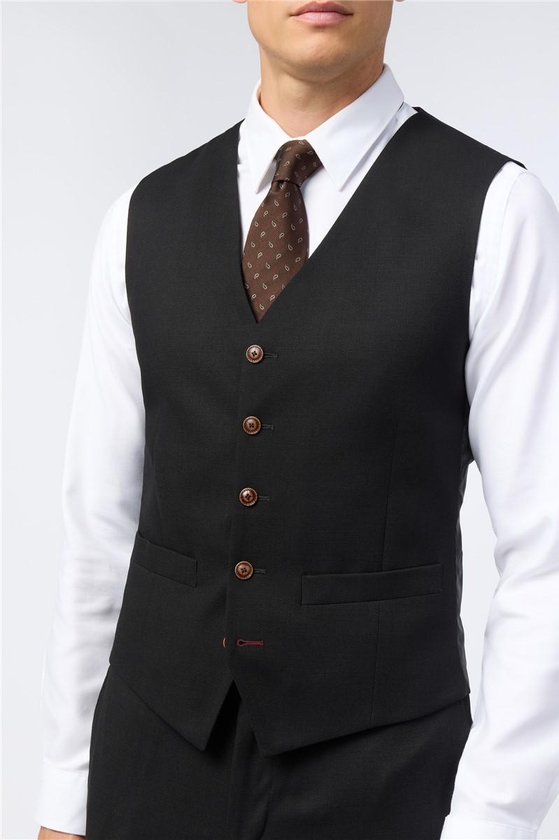 Jeff Banks Black Texture Stretch Waistcoat