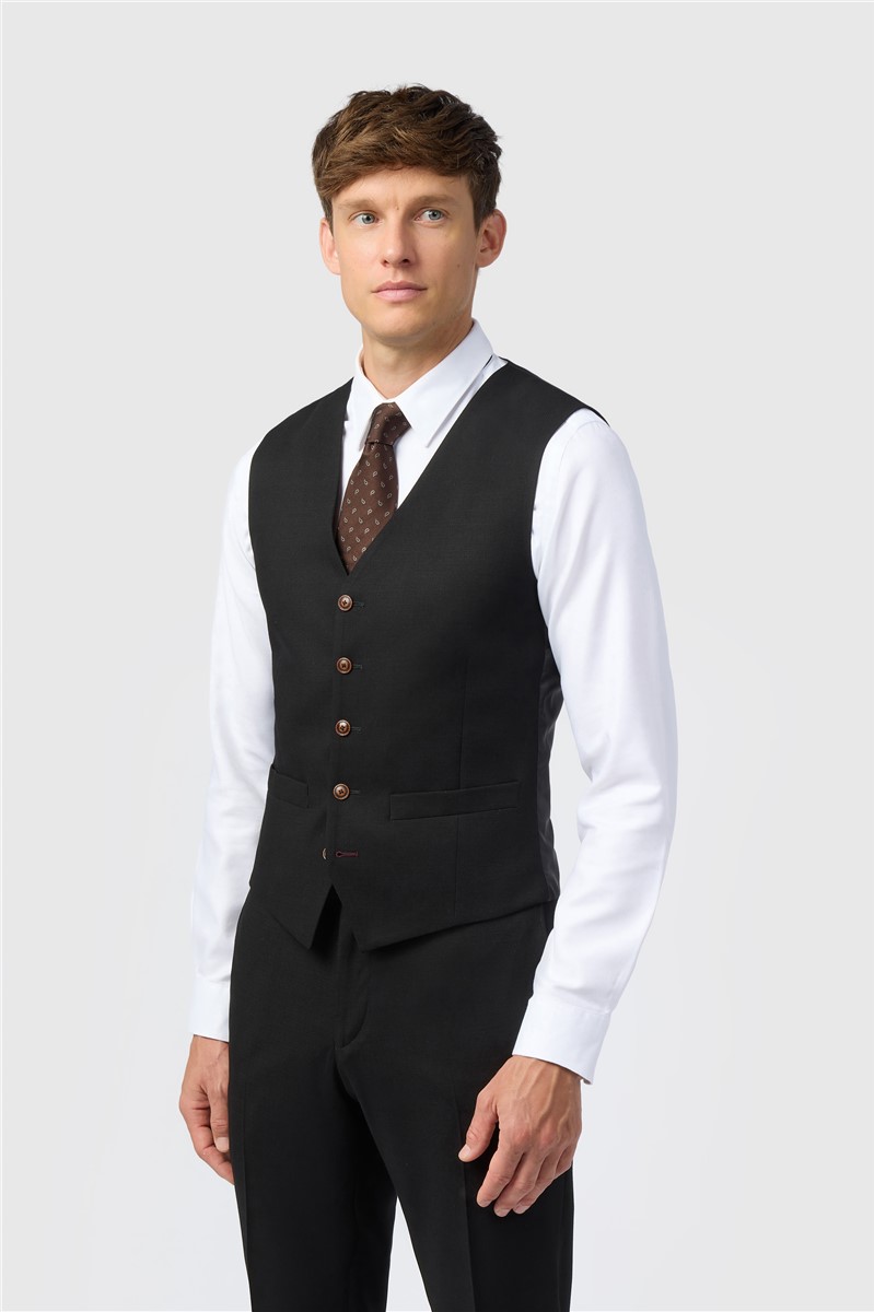 jeff banks Black Texture Stretch Waistcoat