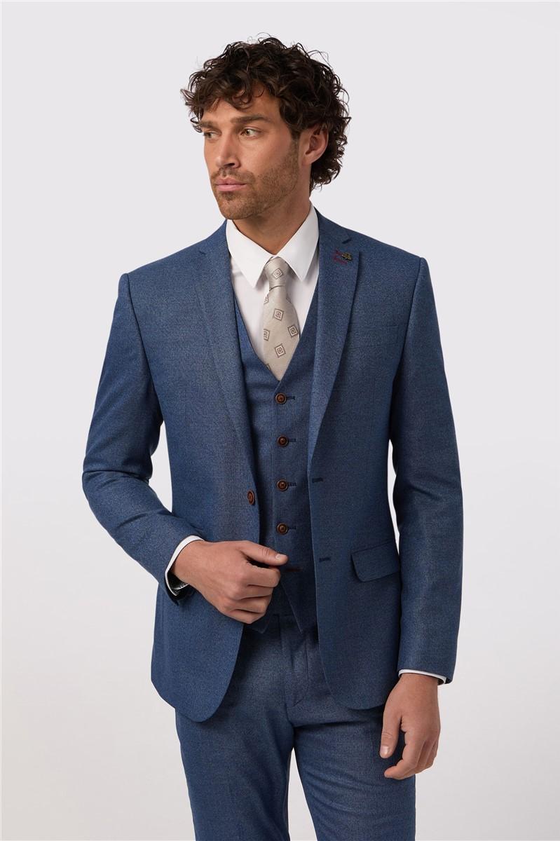 Jeff Banks Blue Texture Stretch Waistcoat