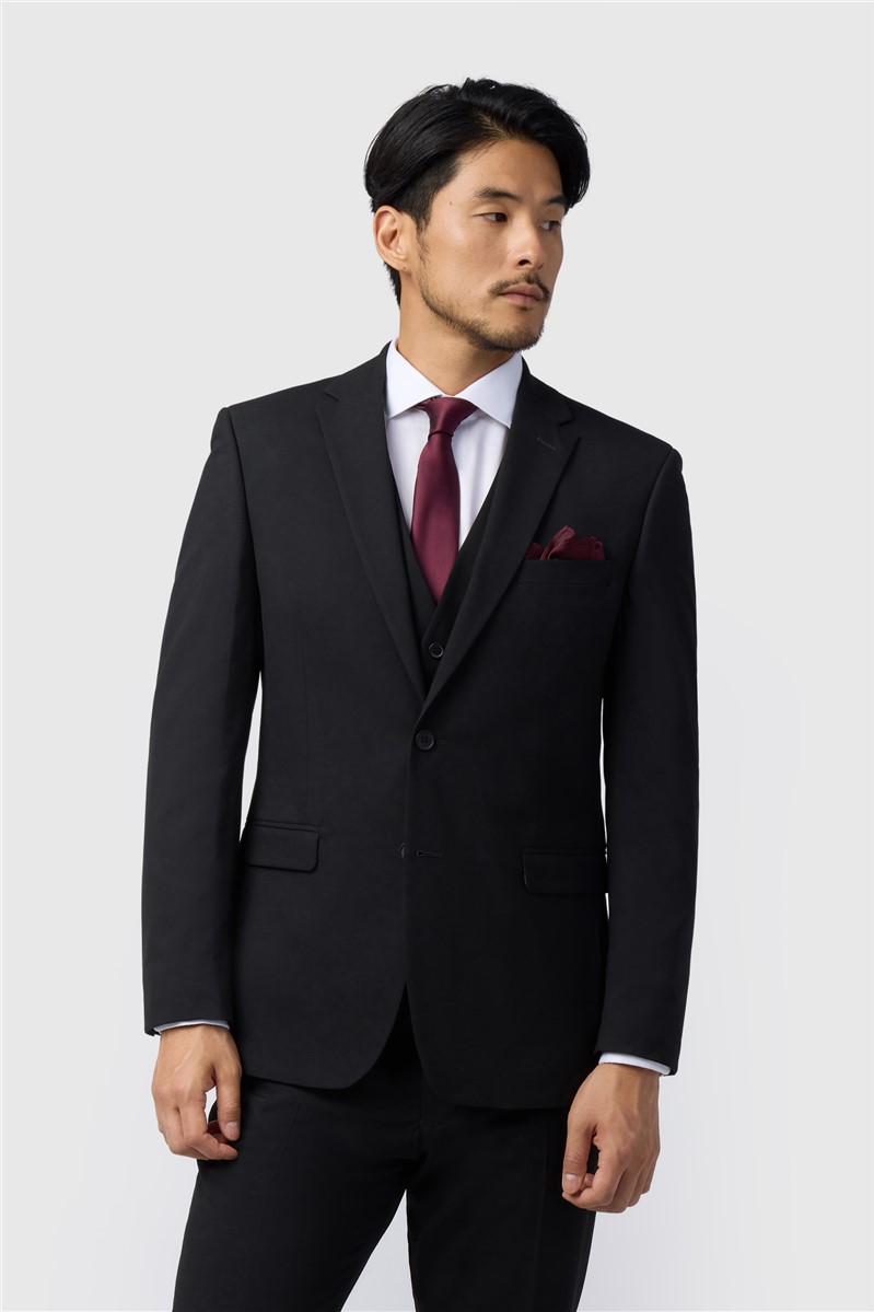 jeff banks Regular Fit Black Stretch Suit