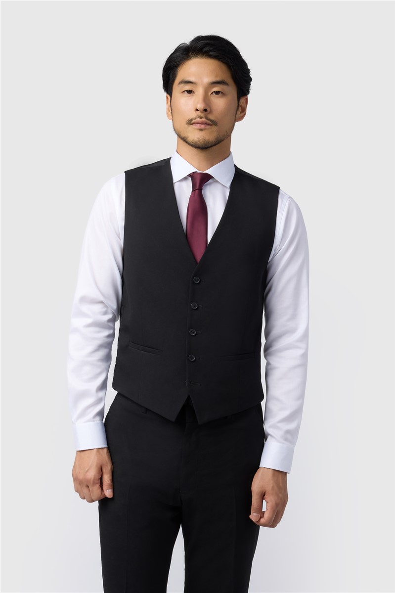 jeff banks Regular Fit Black Stretch Waistcoat