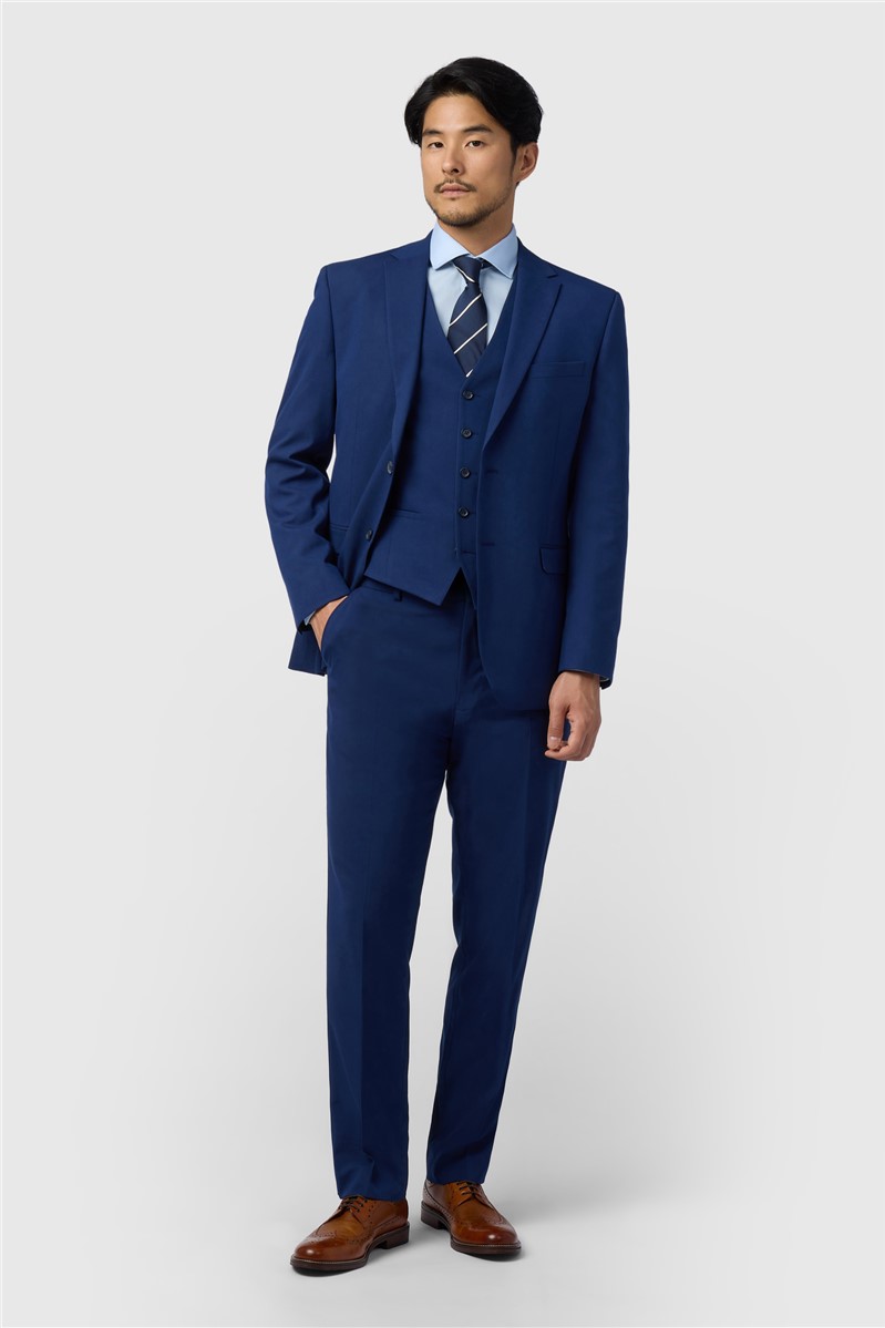 Jeff Banks Regular Fit Blue Stretch Suit