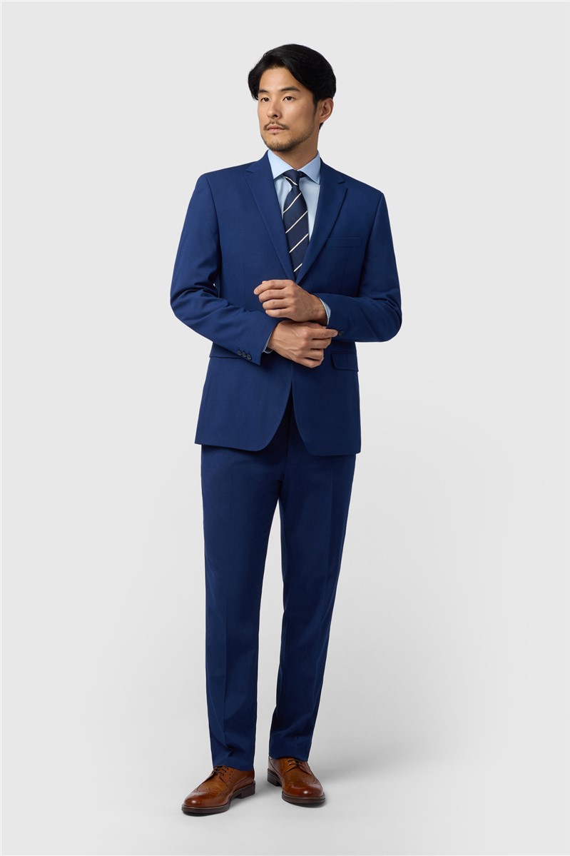 Jeff Banks Regular Fit Blue Stretch Suit