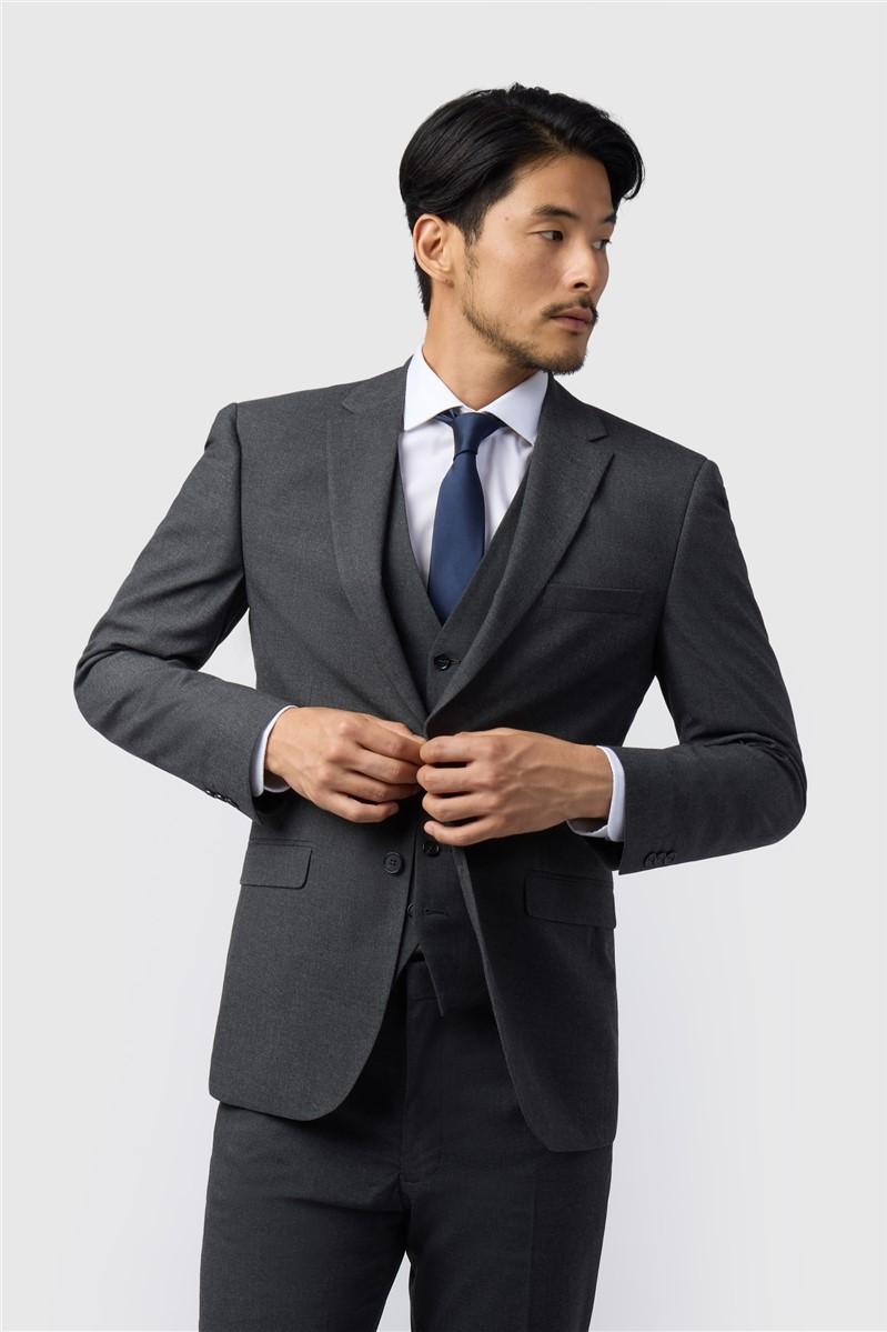 jeff banks Regular Fit Charcoal Stretch Suit