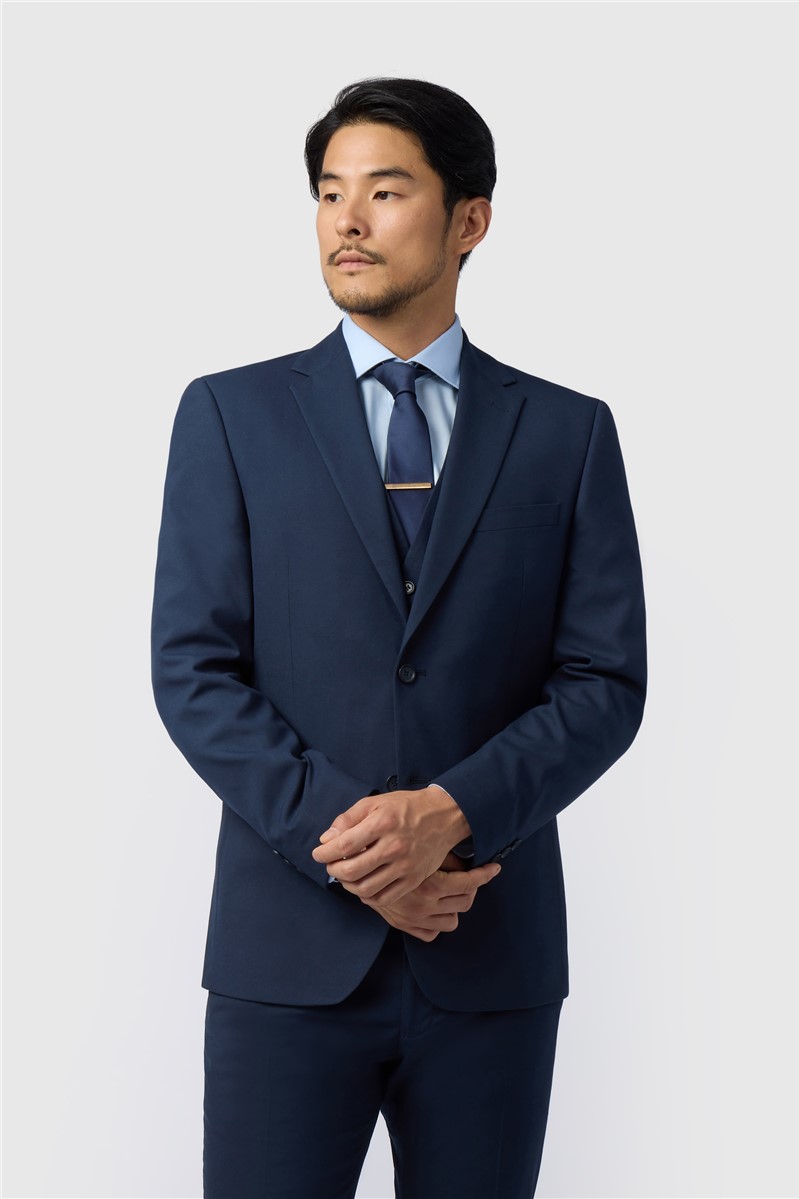 jeff banks Regular Fit Navy Stretch Suit