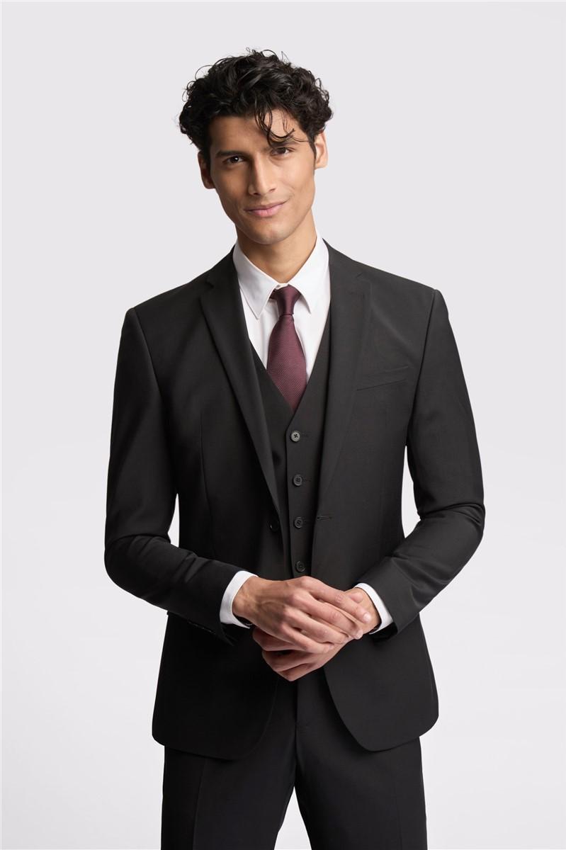 jeff banks Slim Fit Black Panama Suit