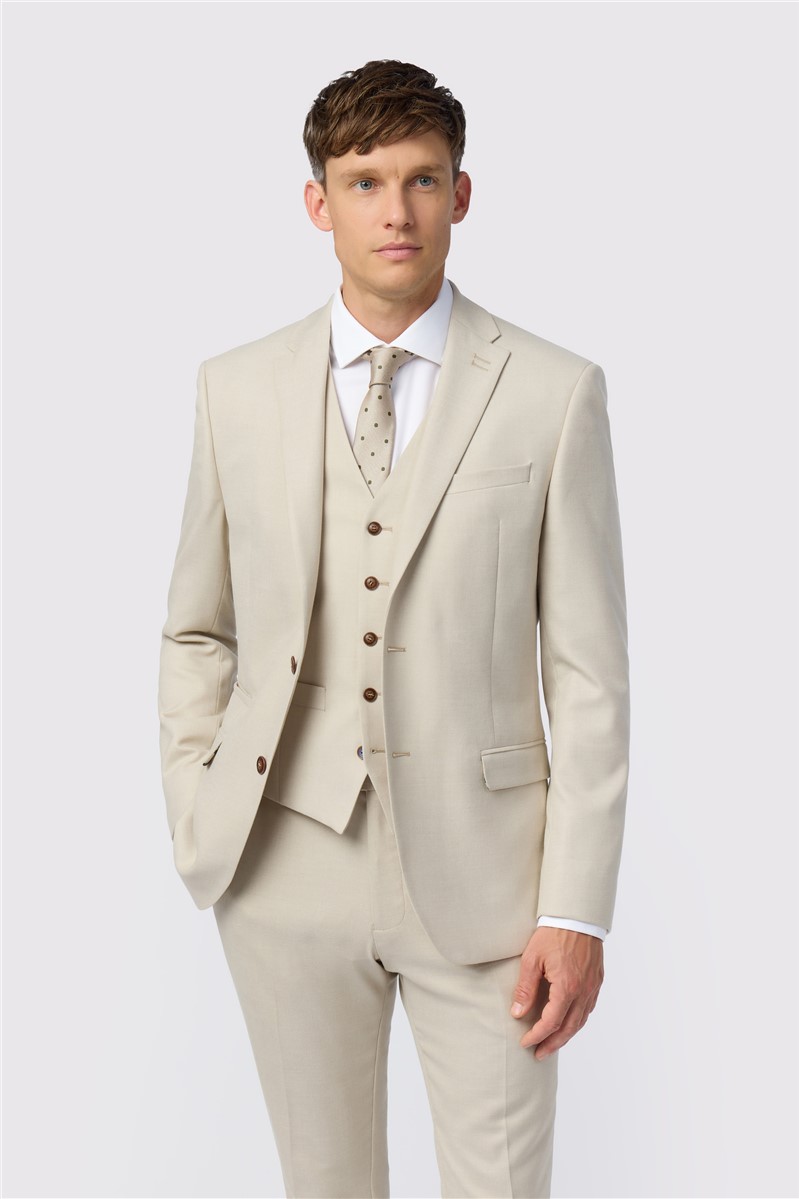 jeff banks Slim Fit Blake Ecru Suit
