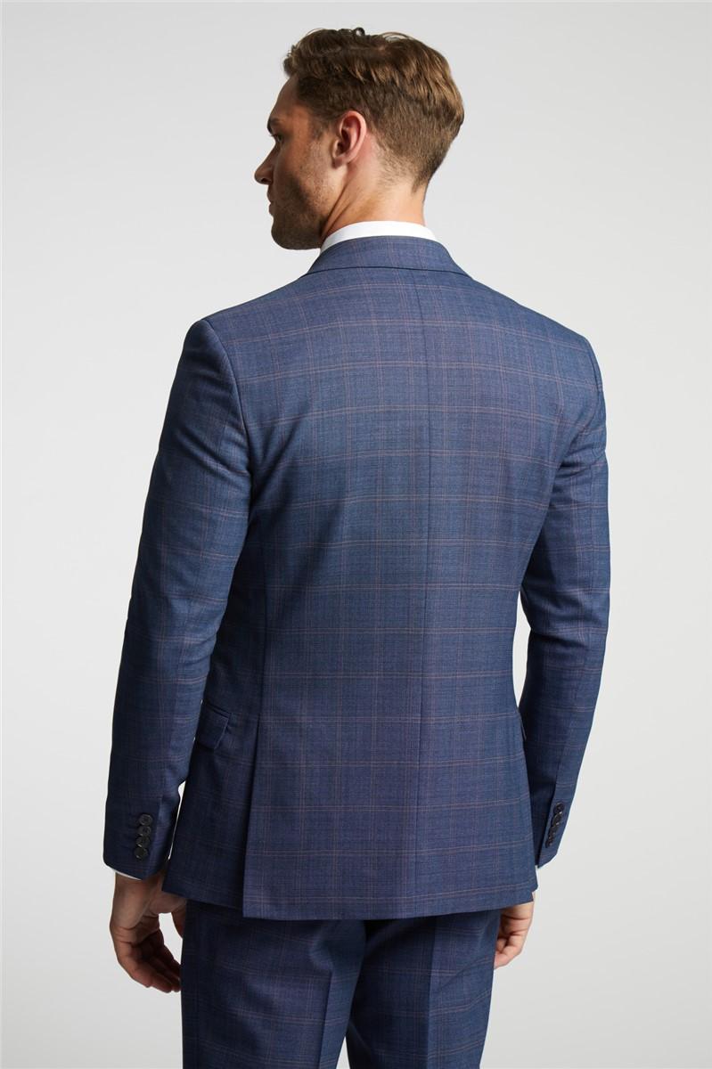 Jeff Banks Slim Fit Blue And Mauve Check Suit