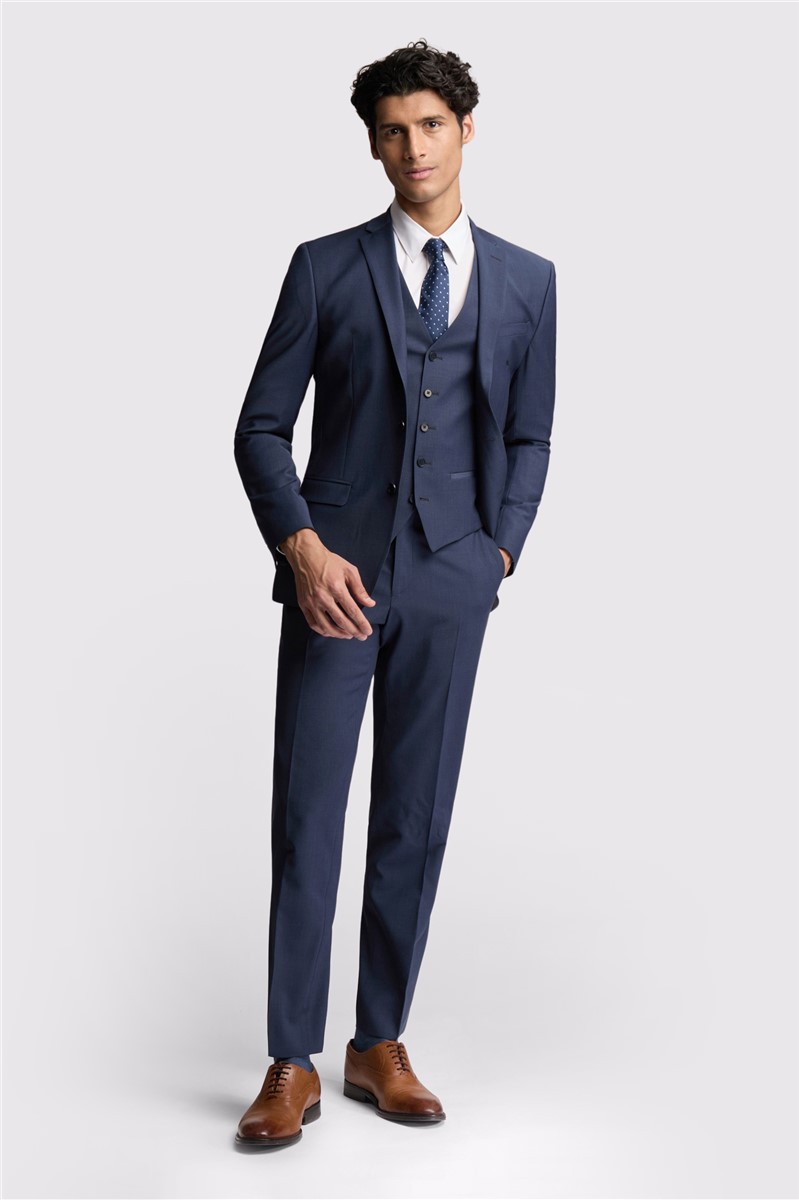 Jeff Banks Slim Fit Blue Panama Suit