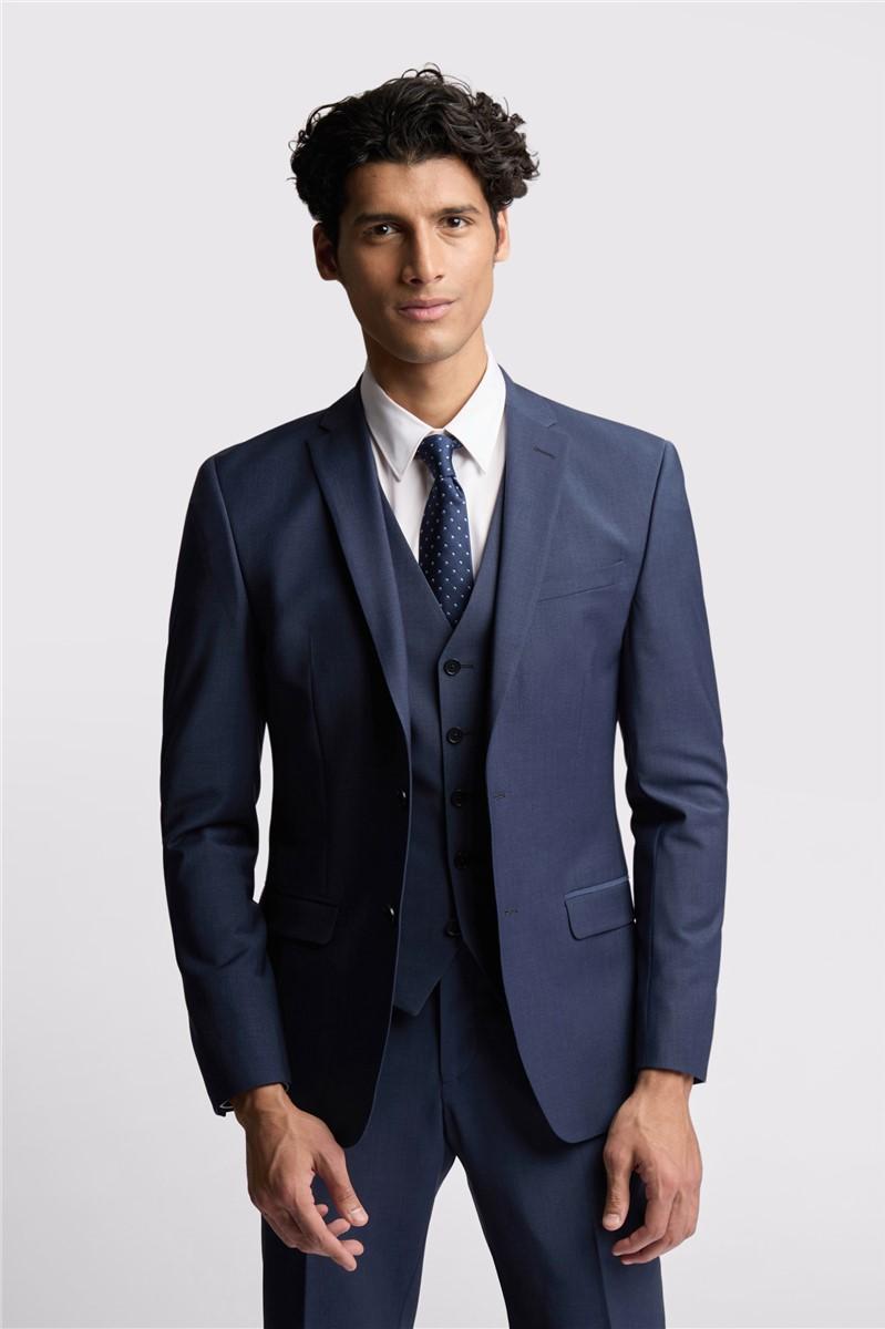 jeff banks Slim Fit Blue Panama Suit