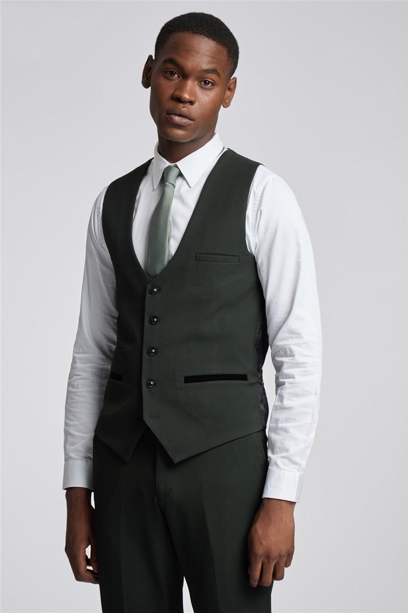 jeff banks Slim Fit Bromley Olive Green Waistcoat