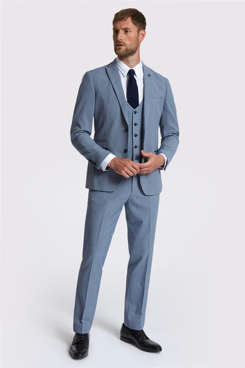 Jeff Banks Slim Fit Bromley Sky Blue Check Suit
