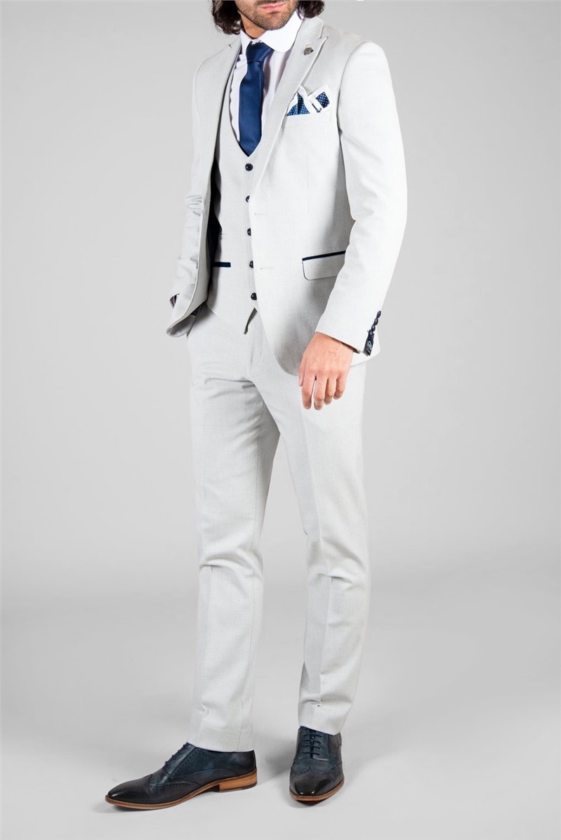 Jeff Banks Slim Fit Bromley Stone Check Suit