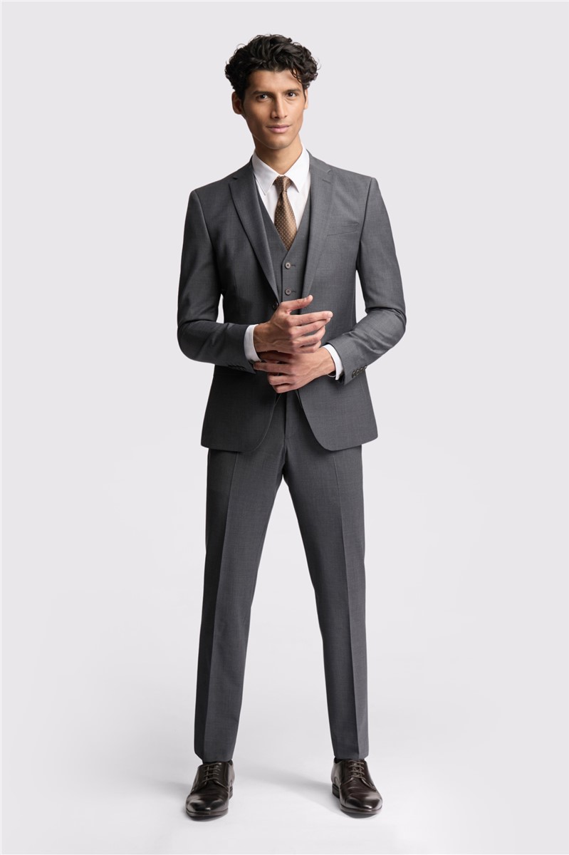 Jeff Banks Slim Fit Charcoal Panama Suit