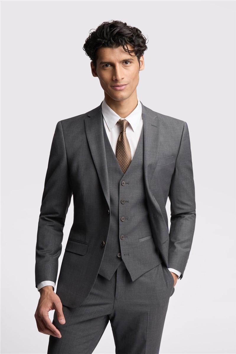 jeff banks Slim Fit Charcoal Panama Suit