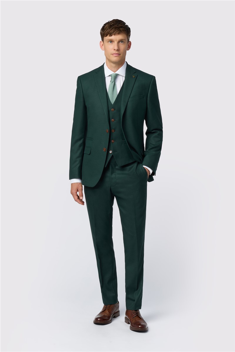 Jeff Banks Slim Fit Deep Green Texture Suit