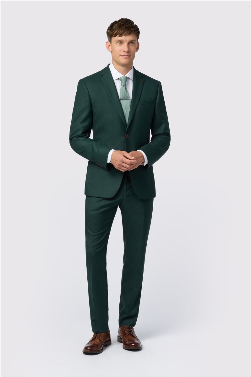 Jeff Banks Slim Fit Deep Green Texture Suit