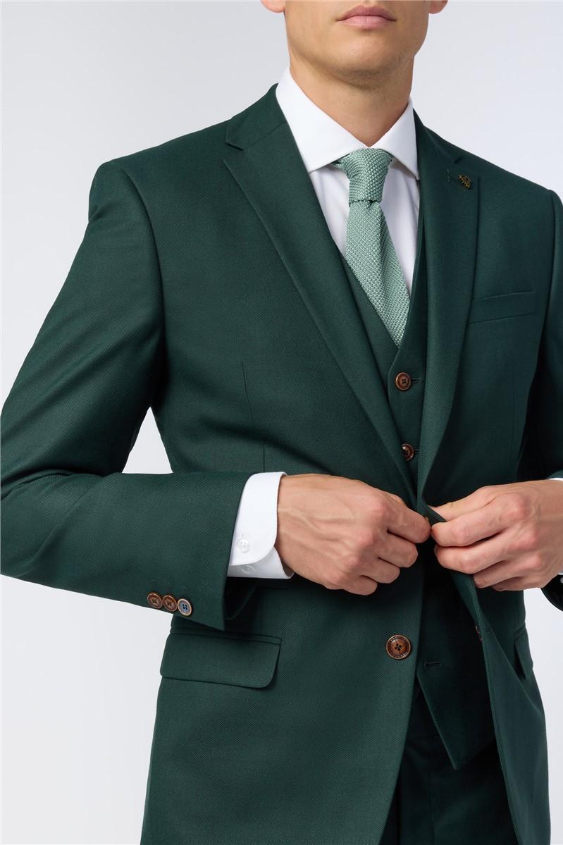 Jeff Banks Slim Fit Deep Green Texture Suit