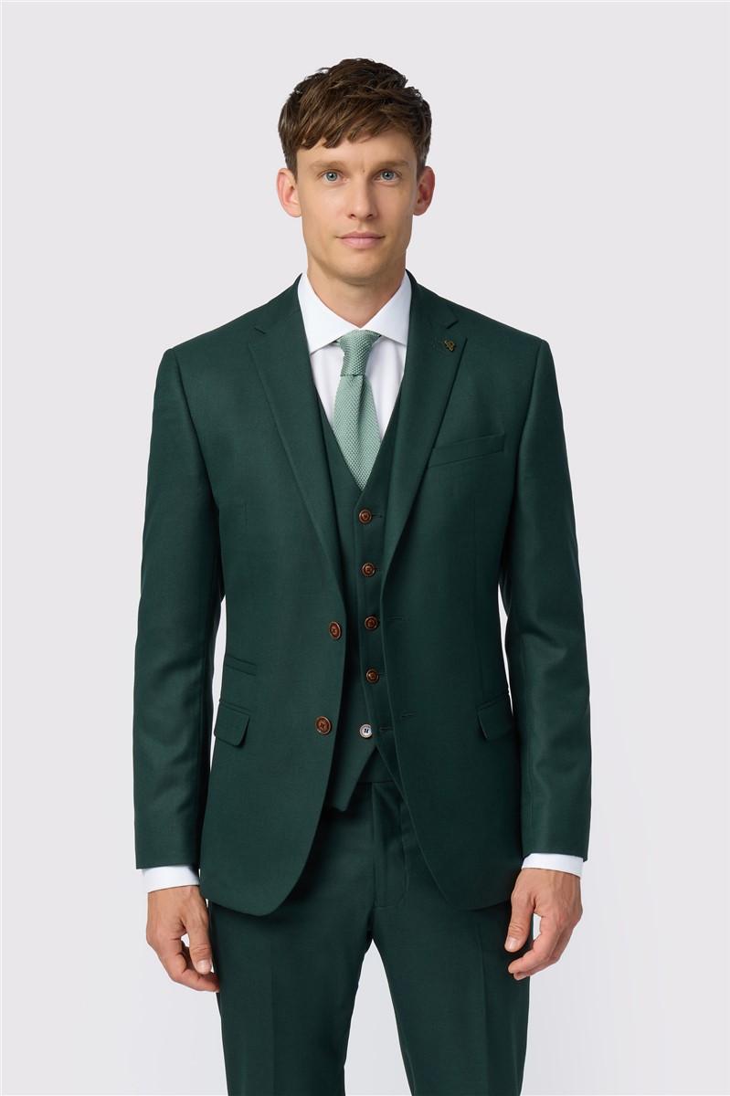 Jeff Banks Slim Fit Deep Green Texture Waistcoat