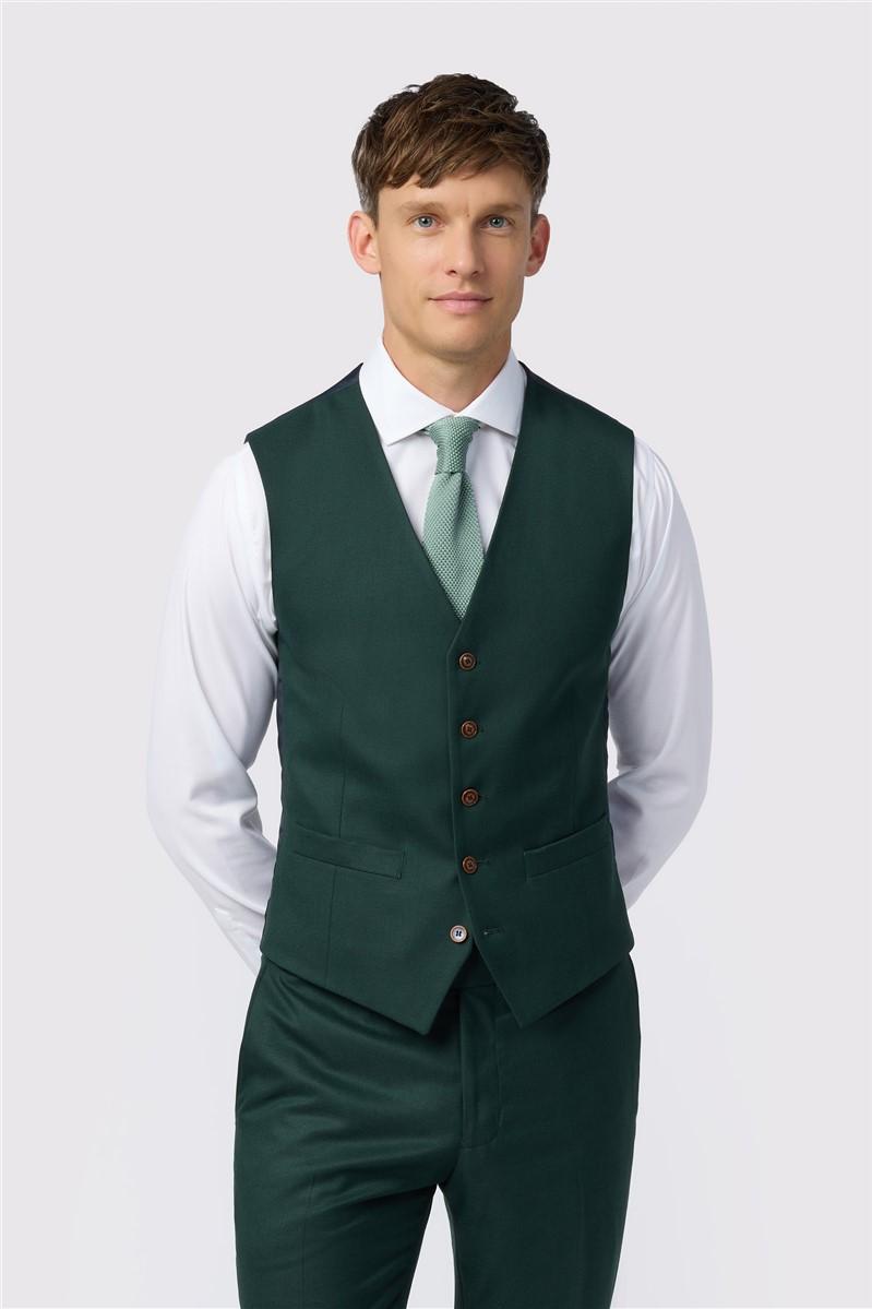 jeff banks Slim Fit Deep Green Texture Waistcoat