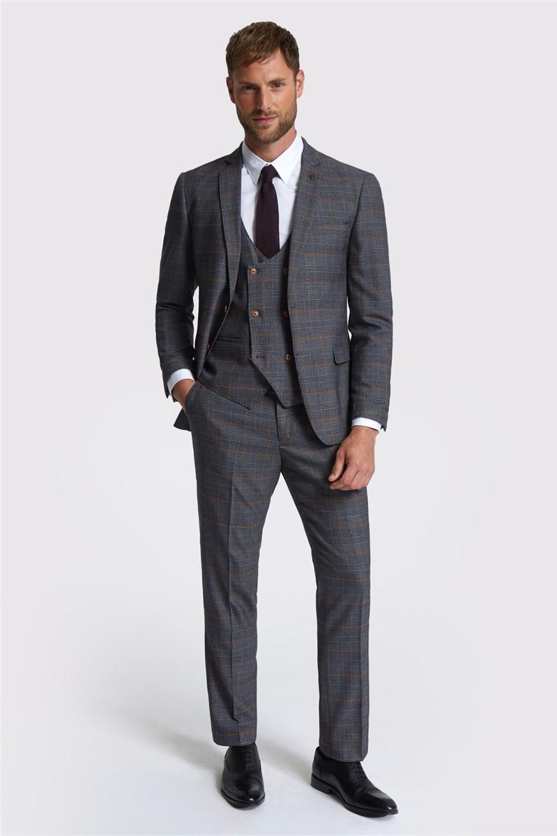 Jeff Banks Slim Fit Jenson Grey Check Suit