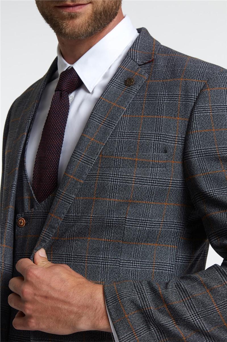 Jeff Banks Slim Fit Jenson Grey Check Suit