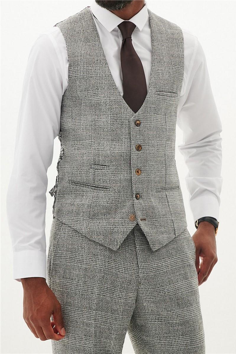 jeff banks Slim Fit Kris Silver Waistcoat
