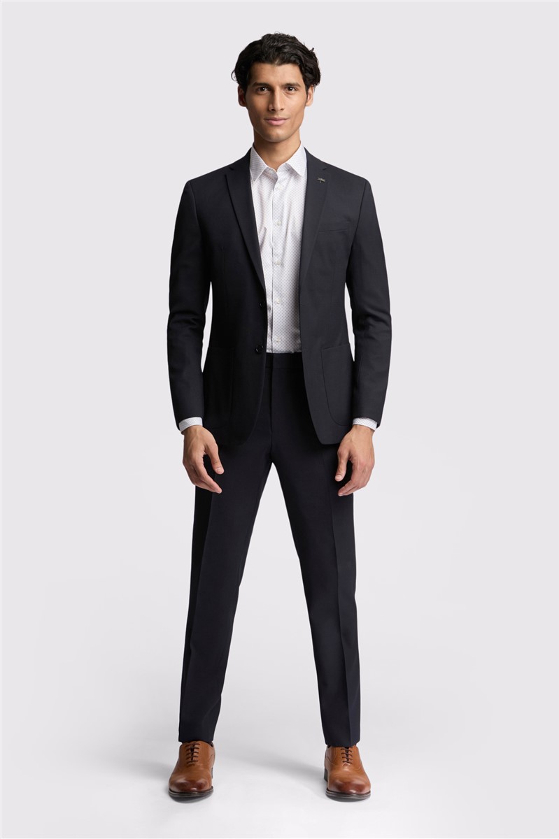 Jeff Banks Slim Fit Navy Basketweave Suit