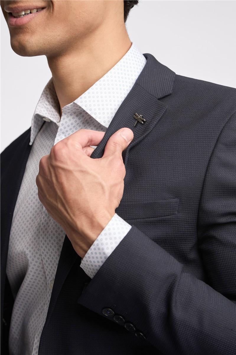 Jeff Banks Slim Fit Navy Basketweave Suit