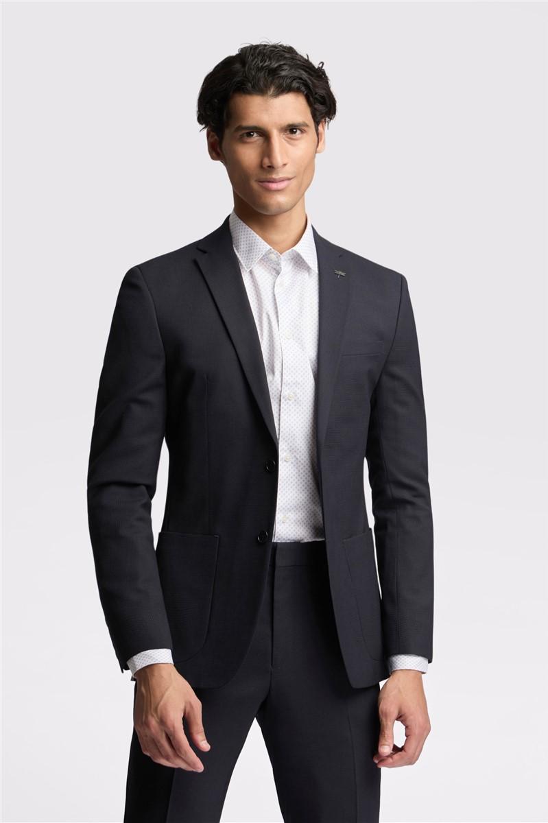jeff banks Slim Fit Navy Basketweave Suit