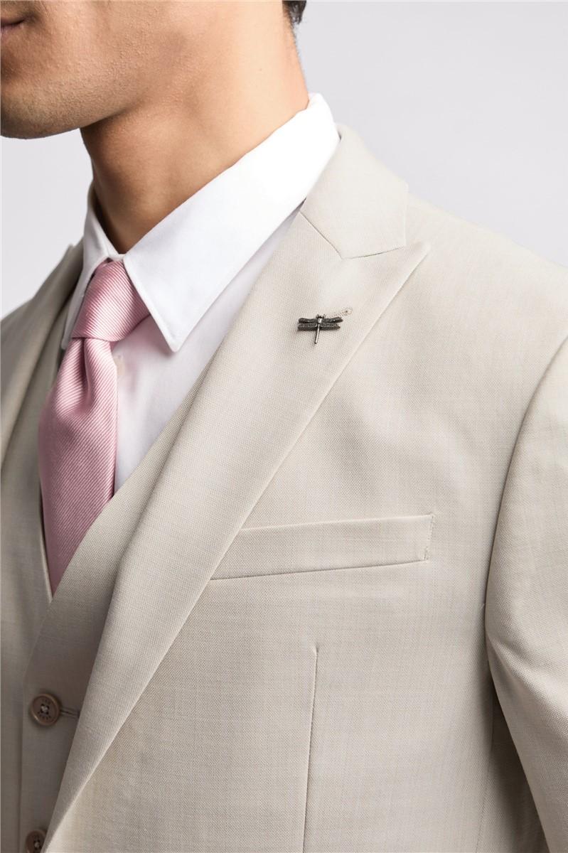 Jeff Banks Slim Fit Turner Stone Sharkskin Suit