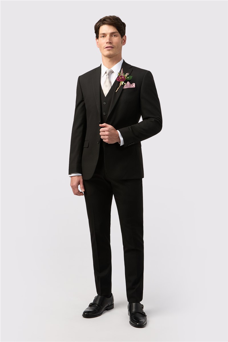 Jeff Banks Tailored Fit Black Stretch Trousers