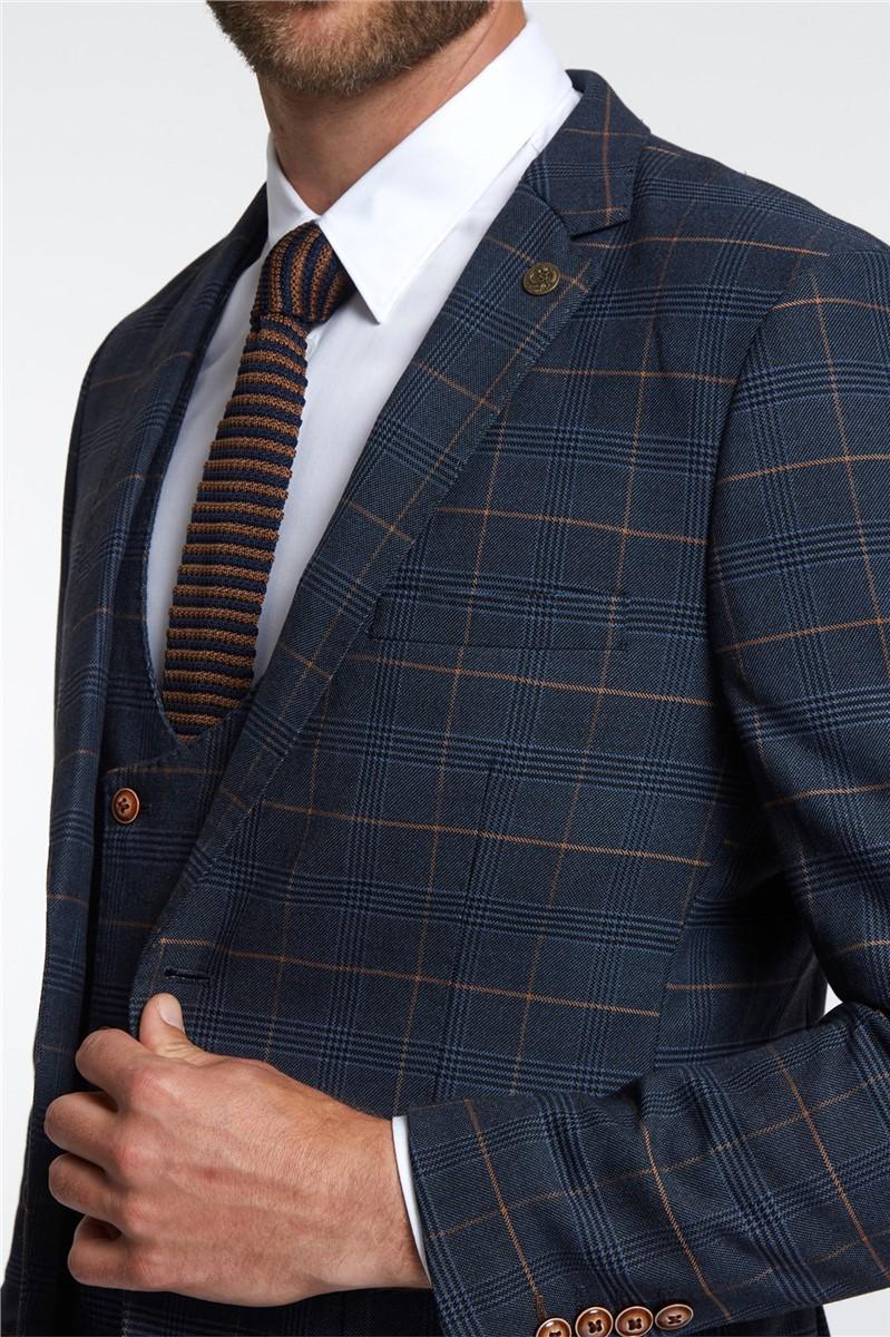 Jeff Banks Tailored Fit Jenson Navy Check Suit