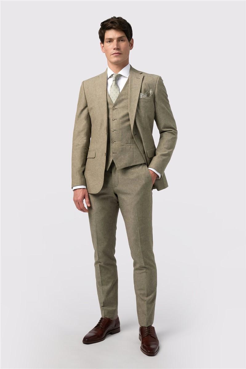 Jeff Banks Tailored Fit Sage Linen Suit
