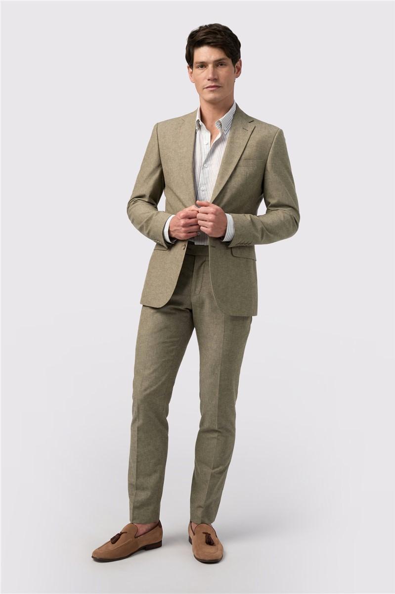 Jeff Banks Tailored Fit Sage Linen Suit