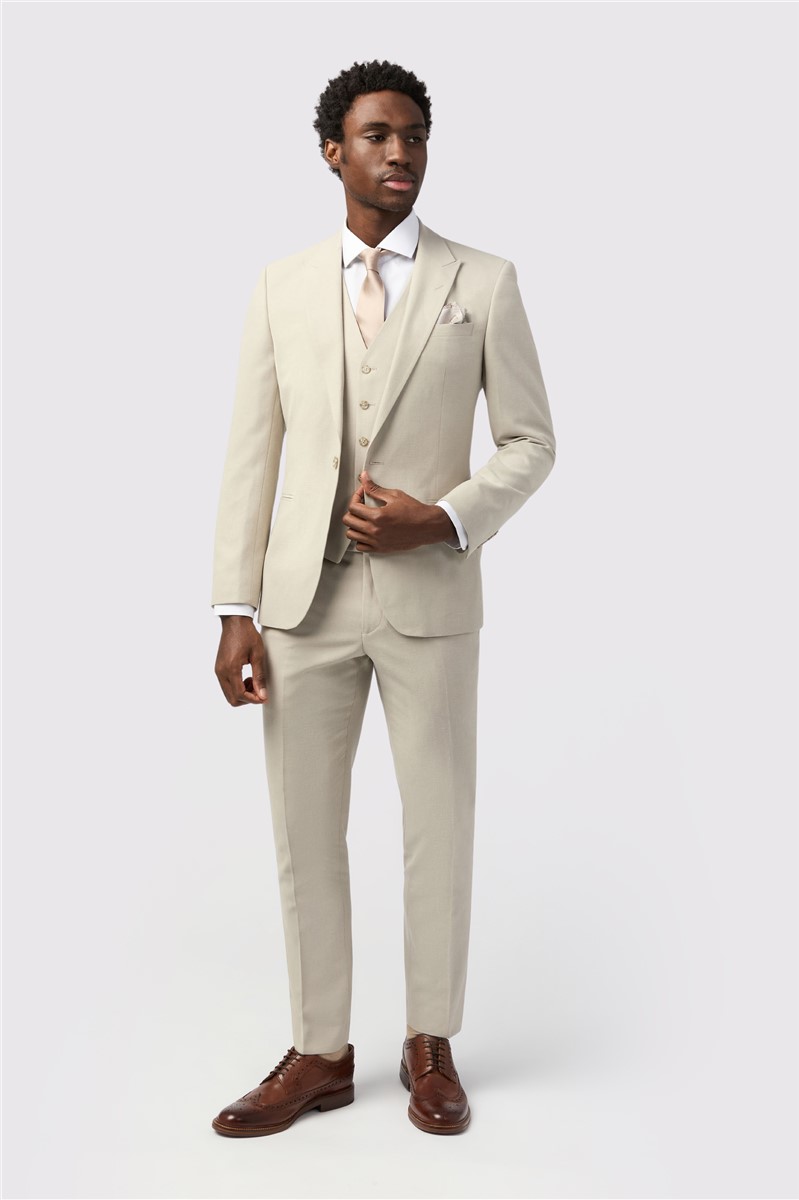 Jeff Banks Tailored Fit Stone Linen Suit